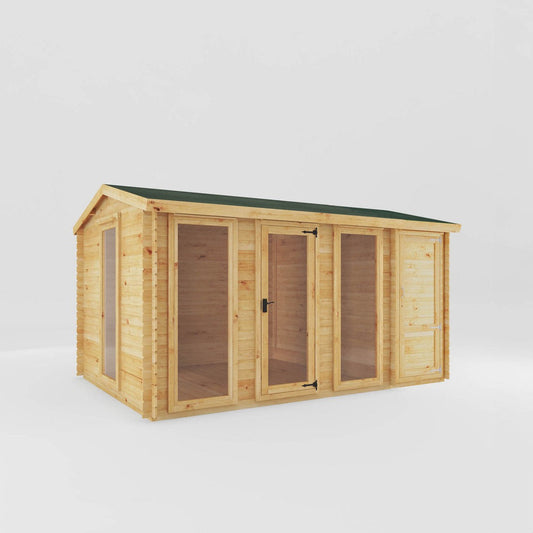 Mercia 4.6m x 3m Reverse Apex Log Cabin With Side Shed - 19mm