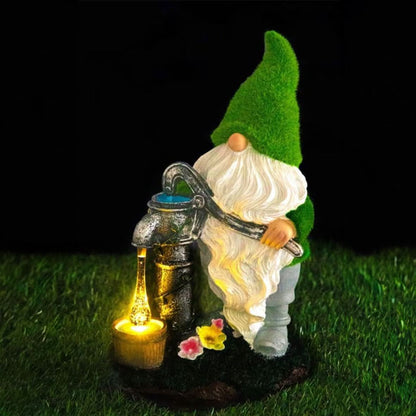 30cm Solar Gnome Garden Ornament with LED Water Pump Light