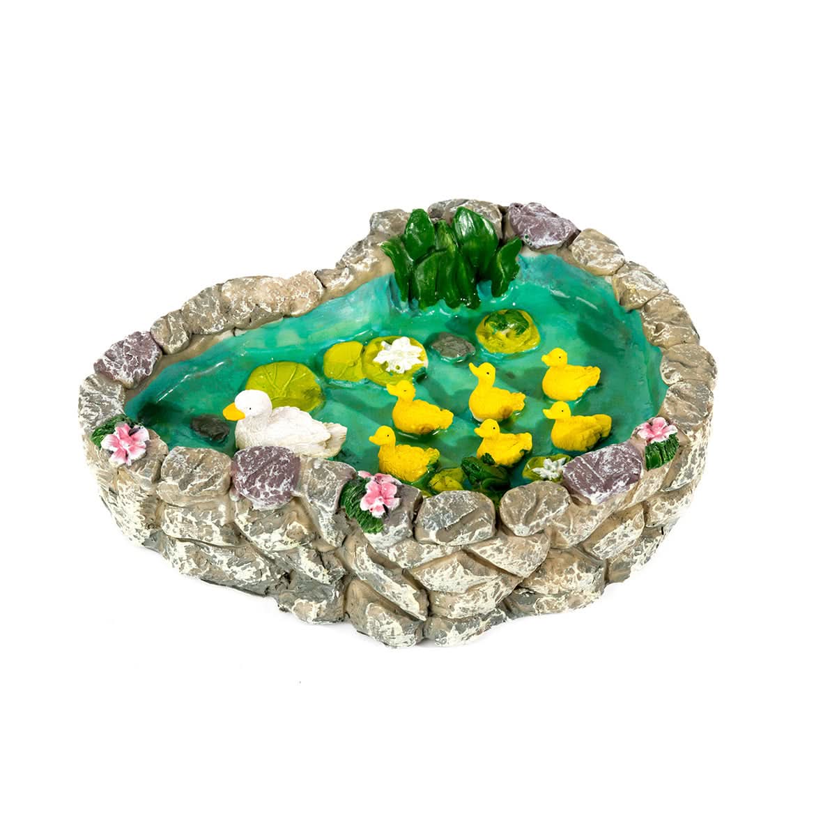 Solar-Powered Pond Family Duck & Ducklings Ornament