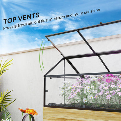 Outsunny Raised Garden Bed with Polycarbonate Panel, Natural