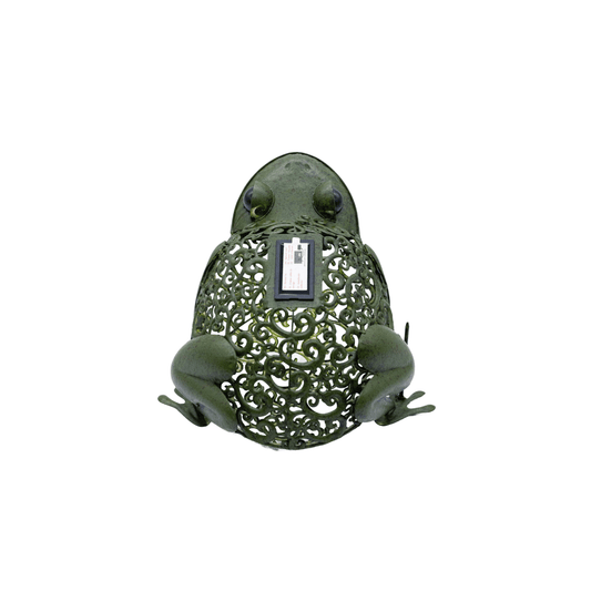 Solar Powered Light Up Frog Copper Bronze Effect Silhouette