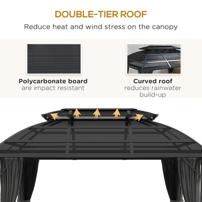 Outsunny 4 x 3(m) Polycarbonate Gazebo for Lawn, Yard, Patio, Deck