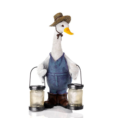 Solar-Powered Duck with Light-Up Lanterns Garden Ornament