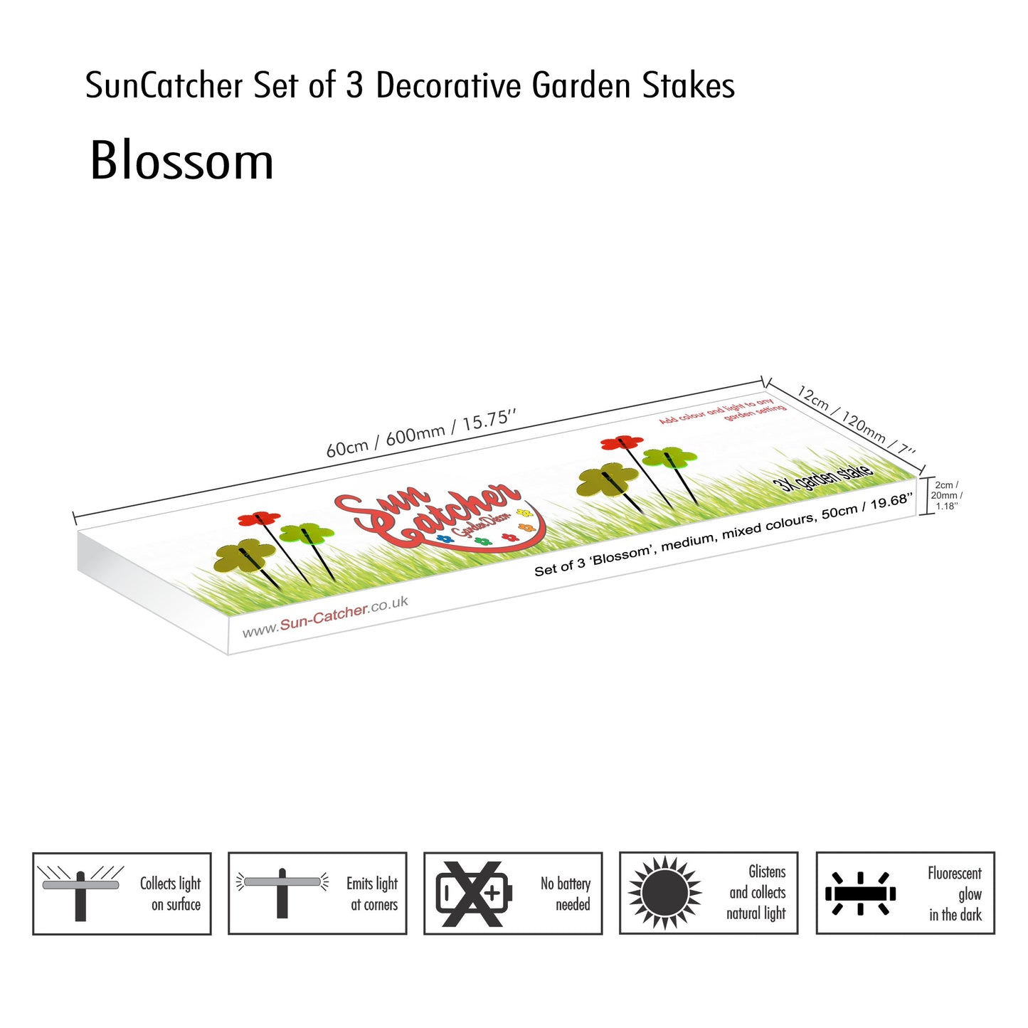 Garden Décor Ornaments Set of 3 'Blossoms'