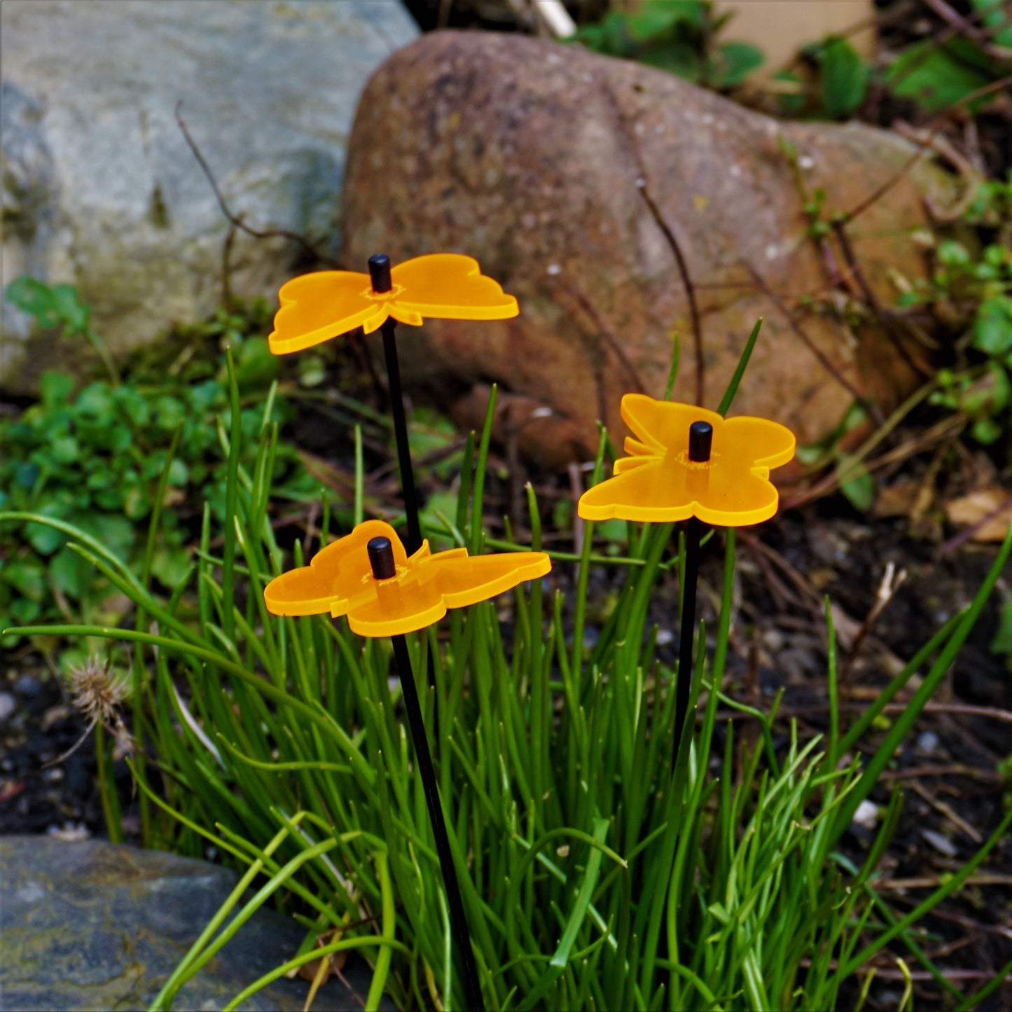 Small Garden Décor Ornaments Set of 3 'Gatekeeper Butterfly'