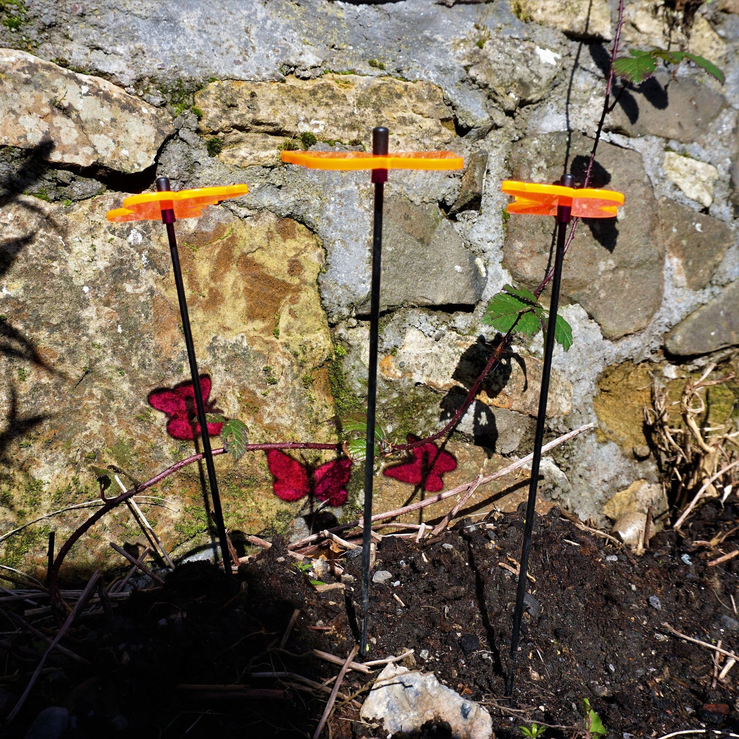 Small Garden Décor Ornaments Set of 3 'Gatekeeper Butterfly'