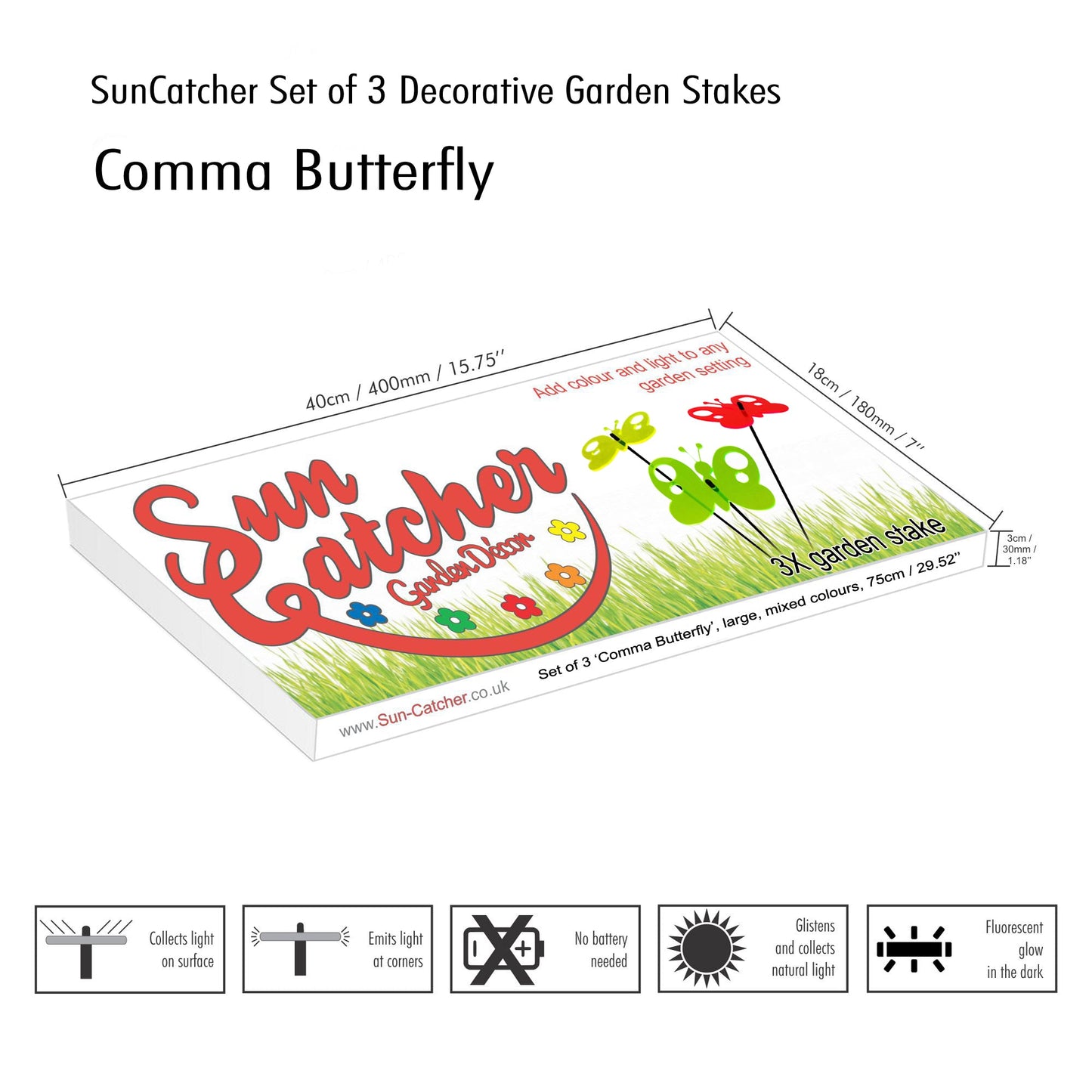 Large Garden Decor Ornaments Set of 3 'Peacock Butterflies'