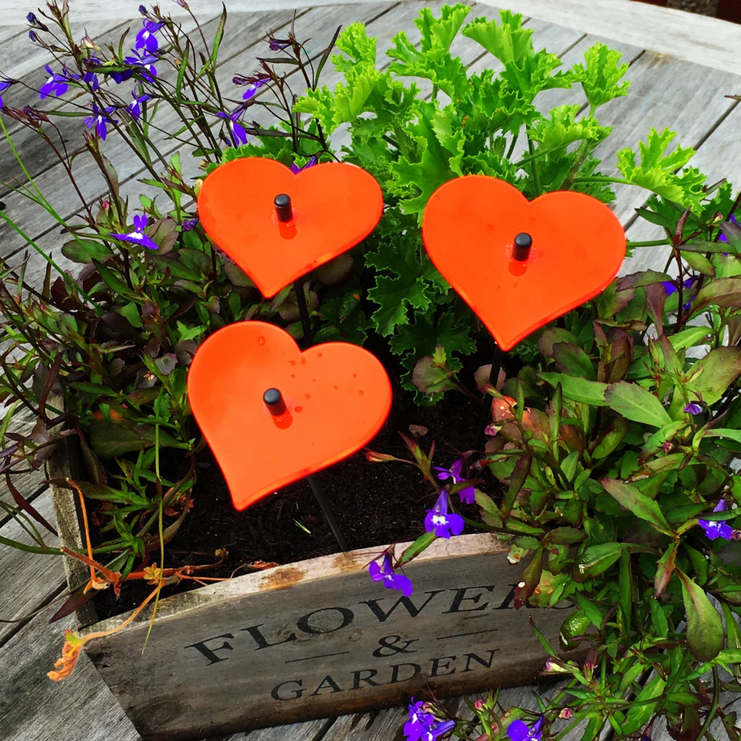 Small Garden Décor Ornaments Set of 3 'Heart'