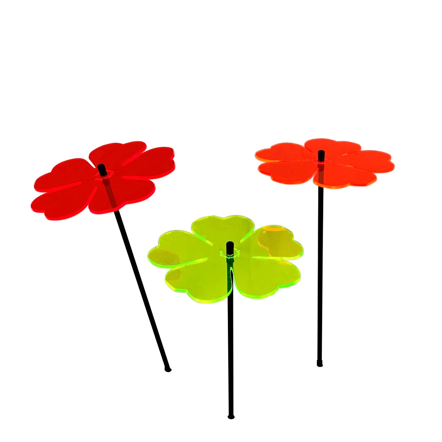 Large Garden Décor Ornaments Set of 3 'Double Blossoms'