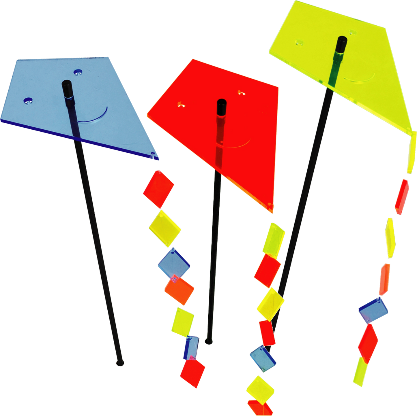 Large Garden Décor Ornaments Set of 3 'Kites with Tail'