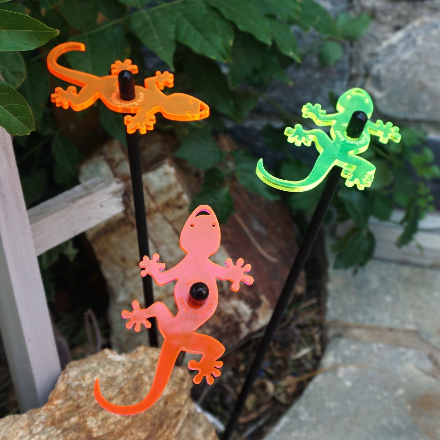 Medium Garden Décor Ornaments Set of 3 'Geckos'