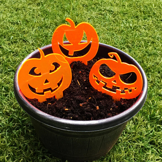 Garden Décor Ornament Stakes Set of 3 'Halloween Pumpkins'