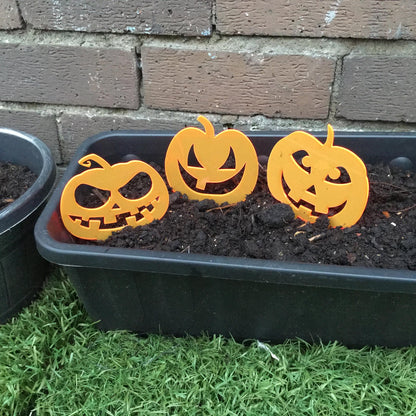 Garden Décor Ornament Stakes Set of 3 'Halloween Pumpkins'
