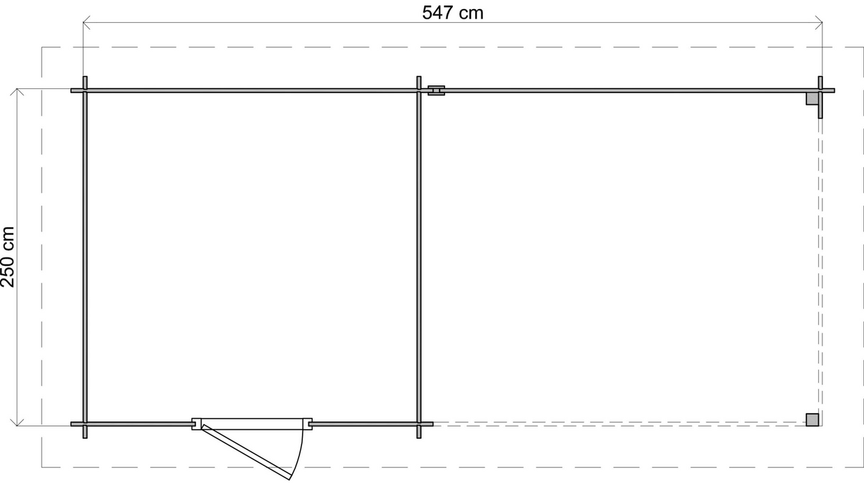Lugarde Select - Cotswold Flat Roof Log Cabin 250x250cm with 300cm Canopy