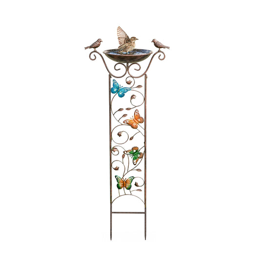 Bronze Effect Butterfly Garden Bird Bath and Bird Feeder