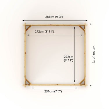 3m x 3m Log Cabin Gazebo - 28mm
