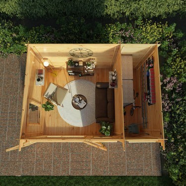 Mercia Pent Log Cabin 19mm with Side Shed - 4.1m x 3m