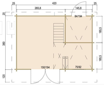 Zuluna Apex Roof Log Cabin - 45mm 4.2x3.8m