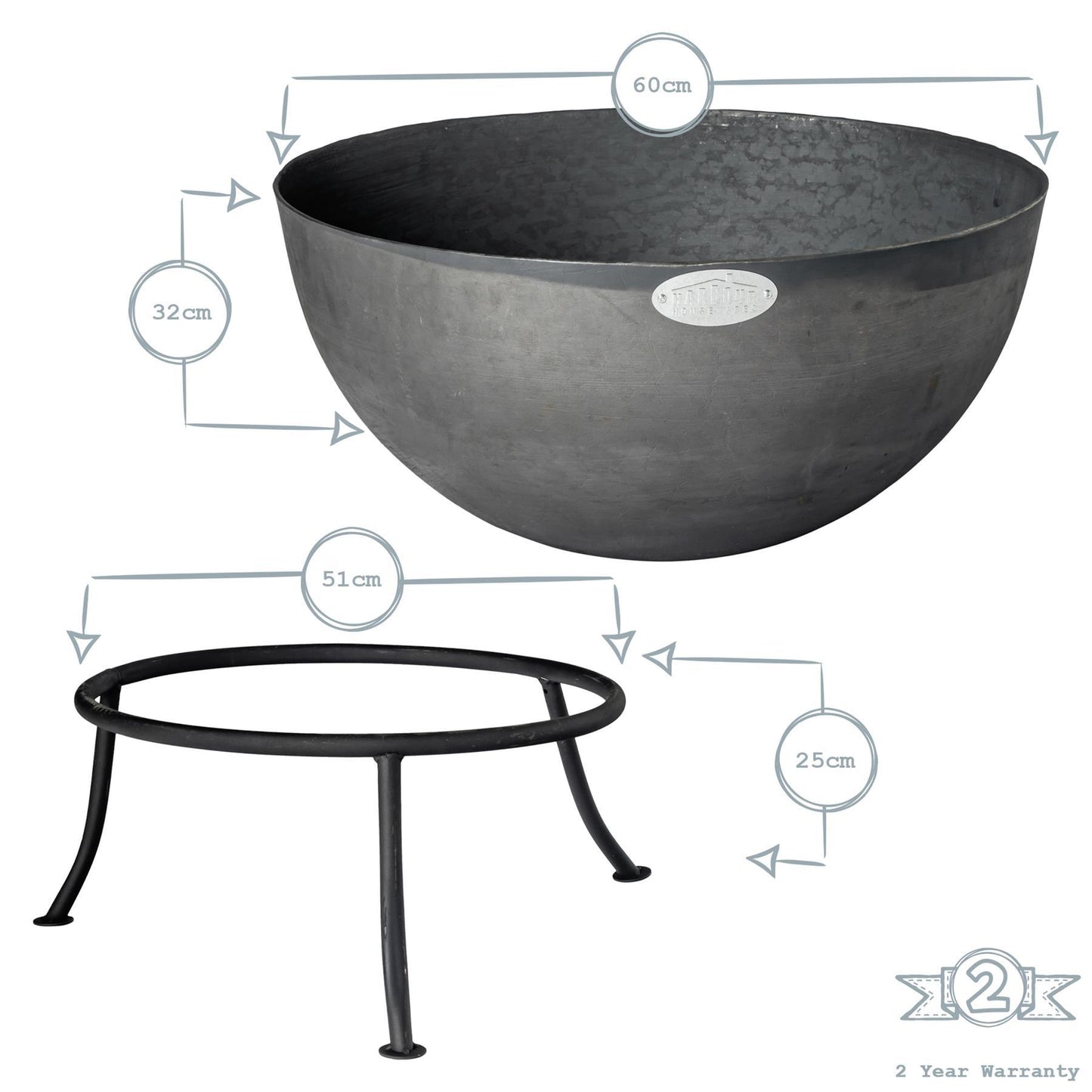 60cm Steel Garden Fire Pit