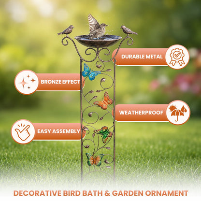 Bronze Effect Butterfly Garden Bird Bath and Bird Feeder