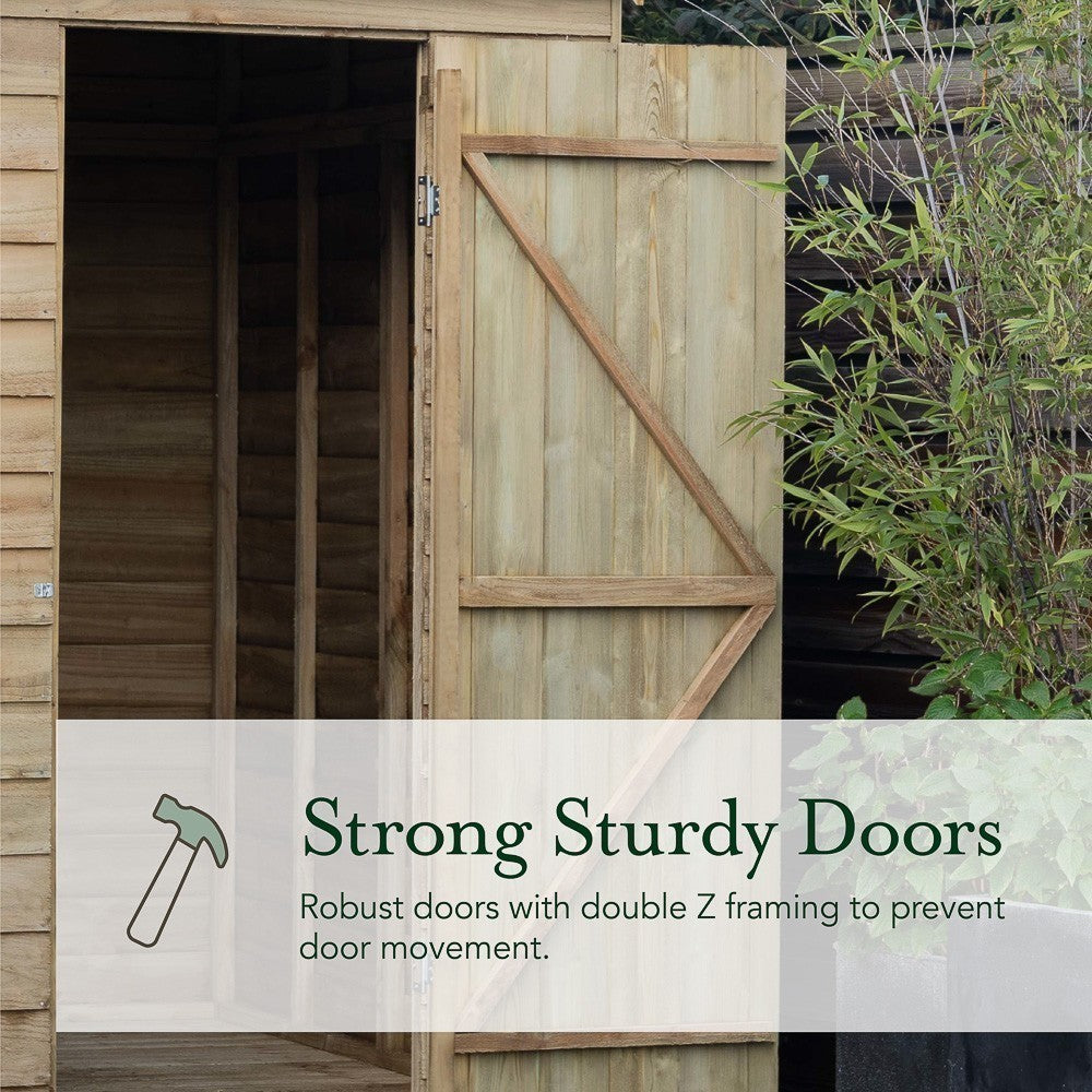 Overlap Pressure Treated 8x6 Reverse Apex Shed - No Window