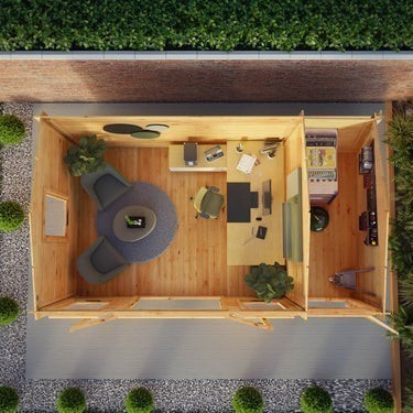 Mercia 5.1m x 3m Reverse Apex Log Cabin With Side Shed - 19mm