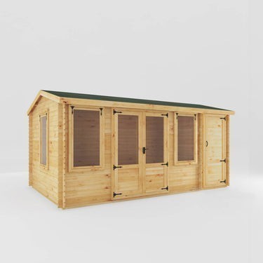 Mercia 5.1m x 3m Reverse Apex Log Cabin With Side Shed - 19mm