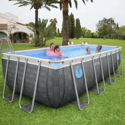 Bestway 16ft x 8ft x 48" Rectangular Steel Pro MAX™ Splashview Above Ground Swimming Pool, Filter Pump & Accessories
