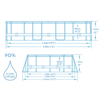 Bestway 16ft x 10ft x 42" Oval Steel Pro MAX Above Ground Swimming Pool, Filter Pump & Accessories