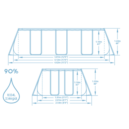 Bestway 13ft 6" x 6ft 7" x 48" Rectangular Steel PRO Max Above Ground Swimming Pool, Filter Pump & Accessories