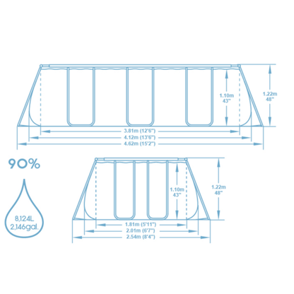 Bestway 13ft 3" x 6ft 7" x 48" Rectangular Steel Pro MAX™ Above Ground Swimming Pool, Sand Filter Pump & Accessories