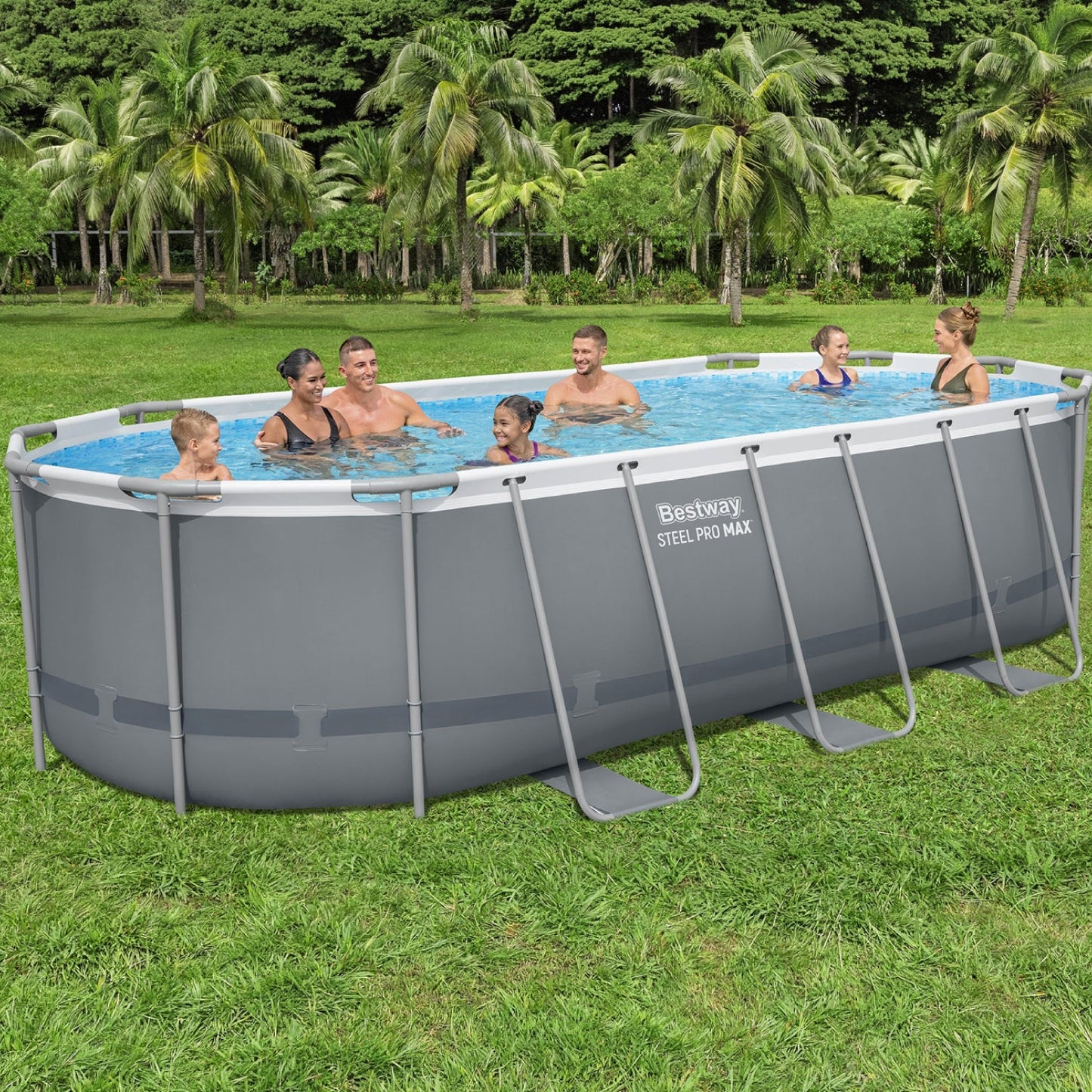 Bestway 18ft x 9ft x 48" Oval Steel Pro Max™ Above Ground Swimming Pool, Filter Pump & Accessories
