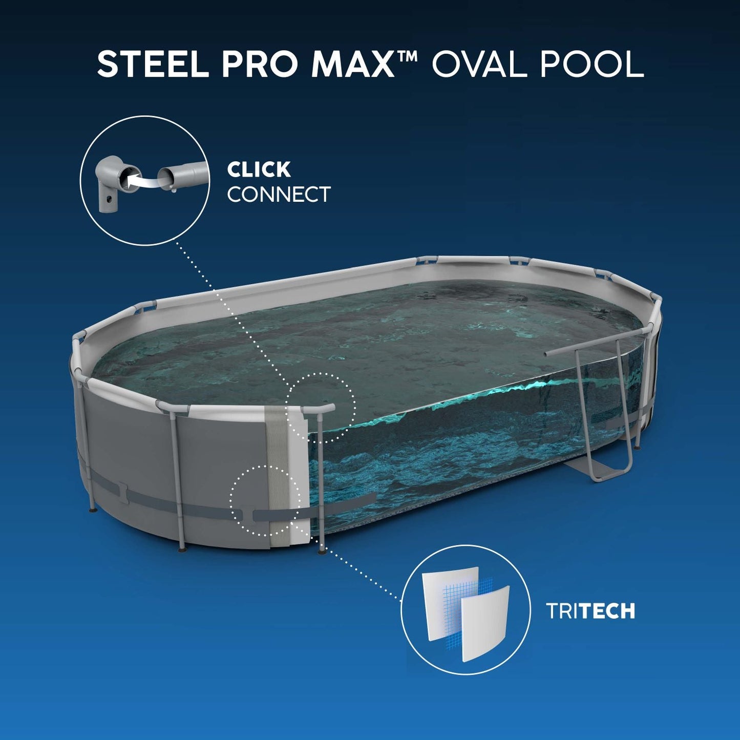 Bestway 18ft x 9ft x 48" Oval Steel Pro Max™ Above Ground Swimming Pool, Filter Pump & Accessories