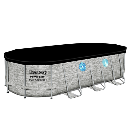 Bestway 18ft x 9ft x 48" Oval Steel Pro Max™ Splashview Above Ground Swimming Pool, Filter Pump & Accessories