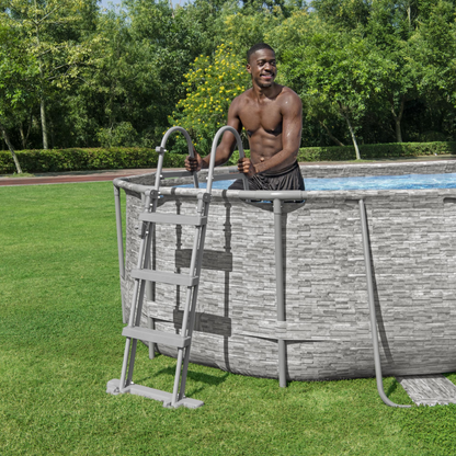Bestway 16ft x 10ft x 42" Oval Steel Pro MAX™ Splashview Above Ground Swimming Pool, Sand Filter Pump & Accessories