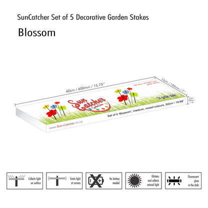 Garden Décor Ornaments Set of 5 'Blossoms' Medium