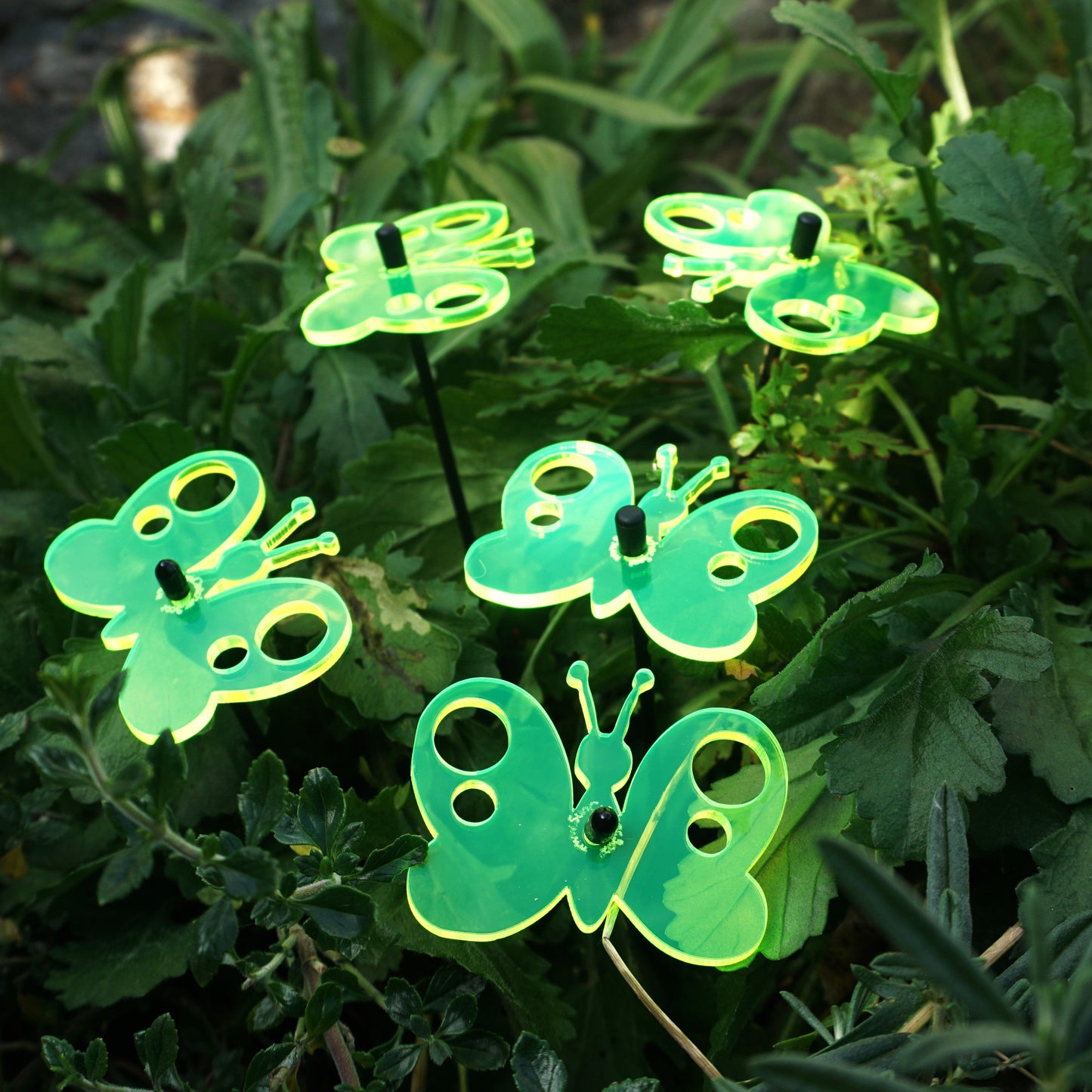 Small Garden Décor Ornaments Set of 5 'Peacock Butterfly'