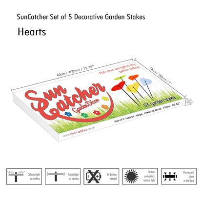 Large Garden Décor Ornaments Set of 5 'Hearts'