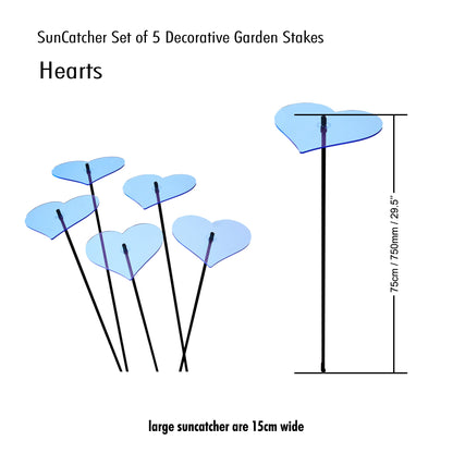 Large Garden Décor Ornaments Set of 5 'Hearts'