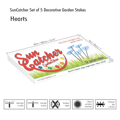 Large Garden Décor Ornaments Set of 5 'Hearts'