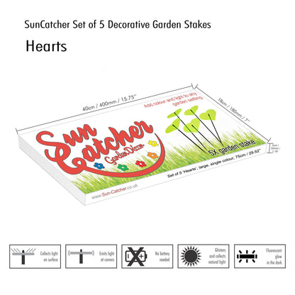 Large Garden Décor Ornaments Set of 5 'Hearts'