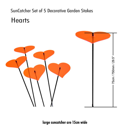 Large Garden Décor Ornaments Set of 5 'Hearts'