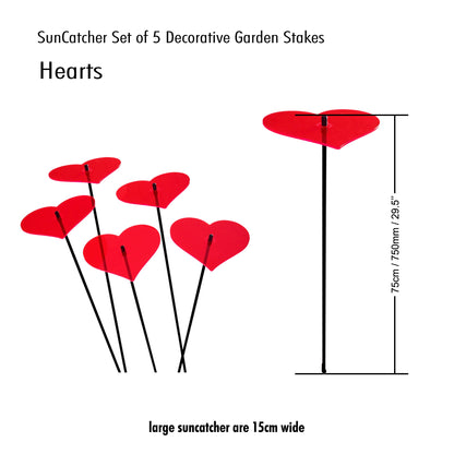 Large Garden Décor Ornaments Set of 5 'Hearts'
