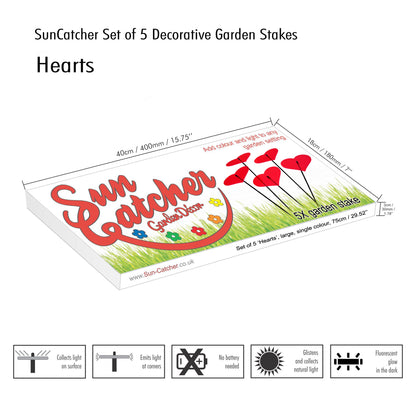 Large Garden Décor Ornaments Set of 5 'Hearts'