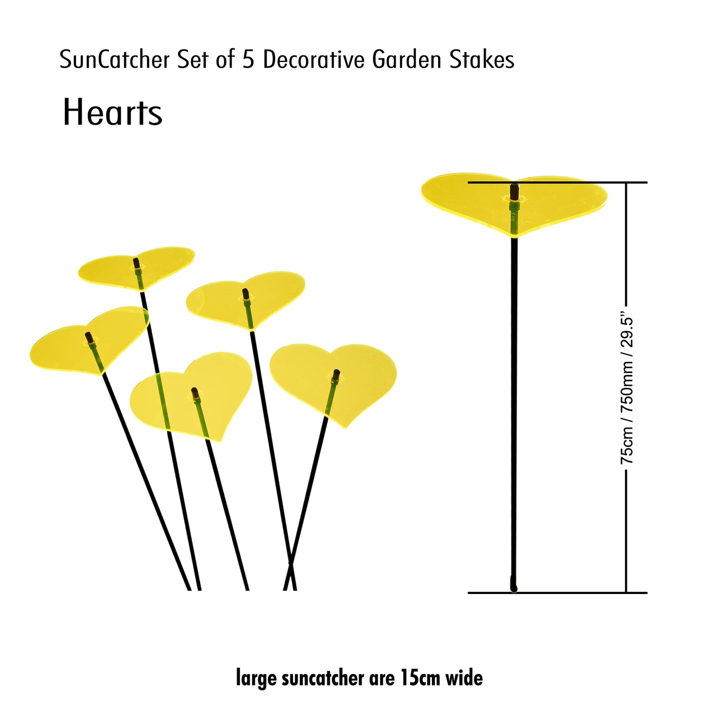 Large Garden Décor Ornaments Set of 5 'Hearts'