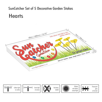 Large Garden Décor Ornaments Set of 5 'Hearts'