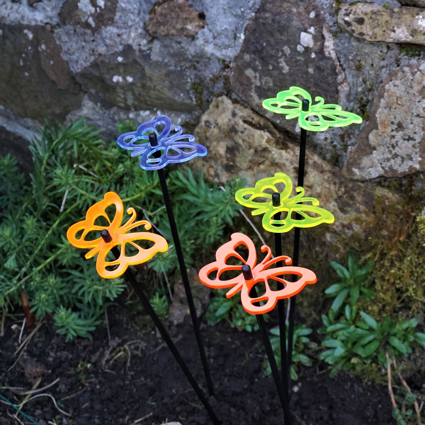 Garden Décor Ornaments Set of 5 'Comma Butterflies'