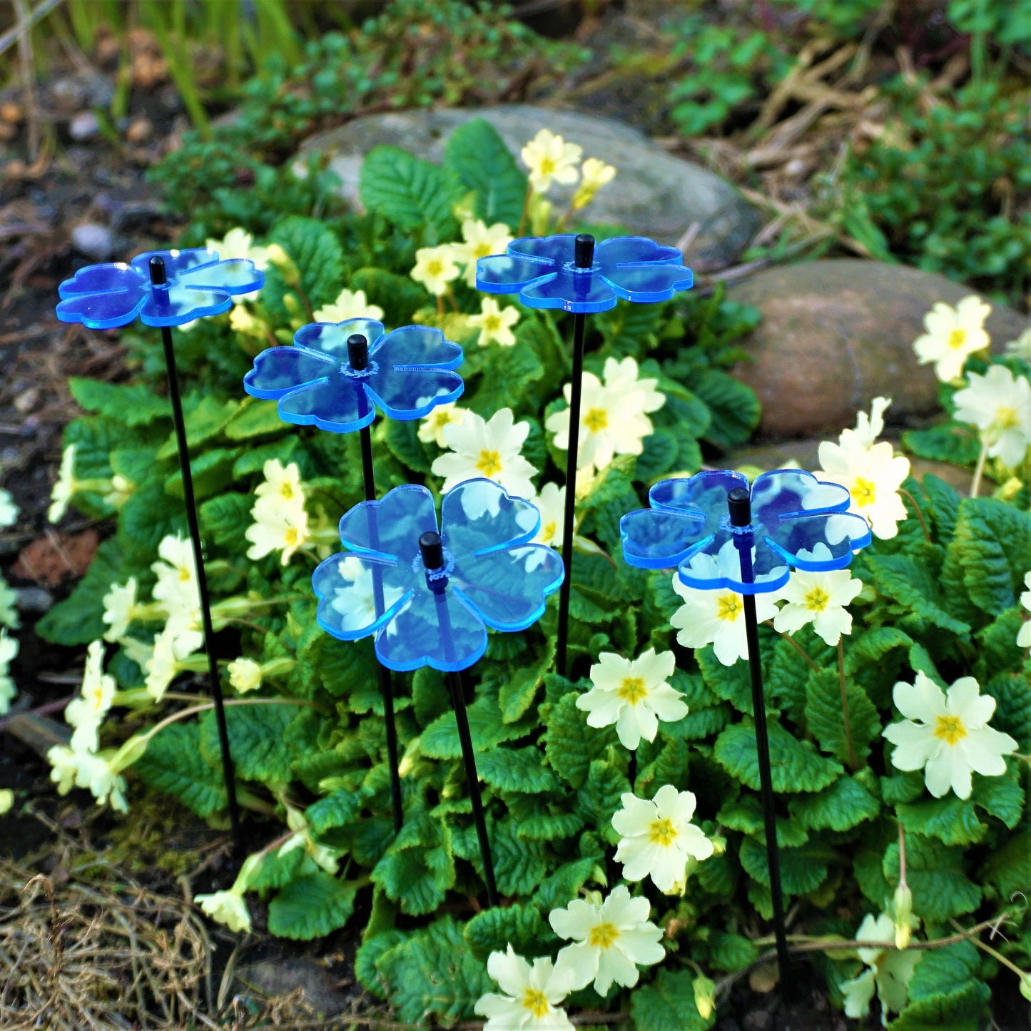 Small Garden Décor Ornaments Set of 5 'Double Blossom'