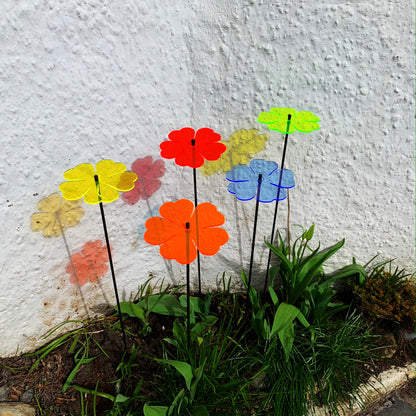 Large Garden Décor Ornaments Set of 5 'Double Blossoms'