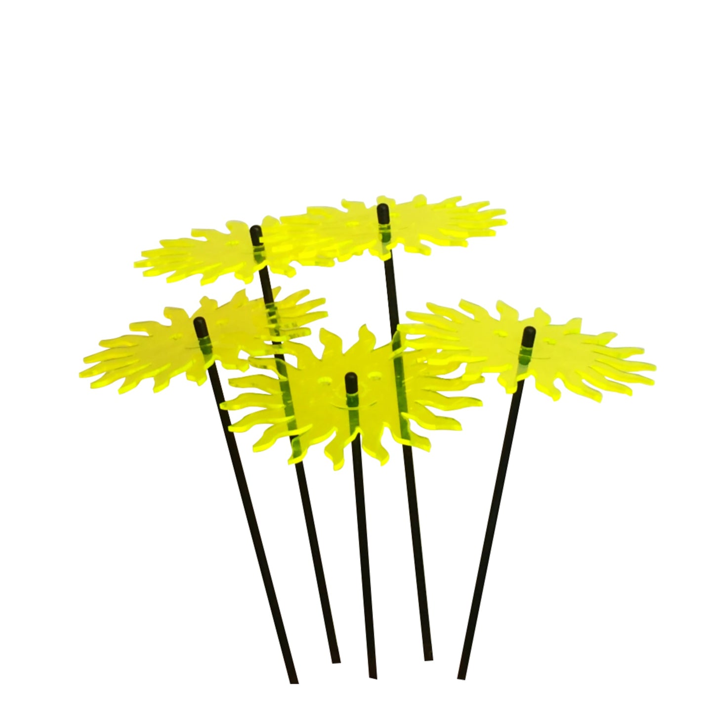 Garden Décor Ornaments Set of 5 'Smiling Suns'